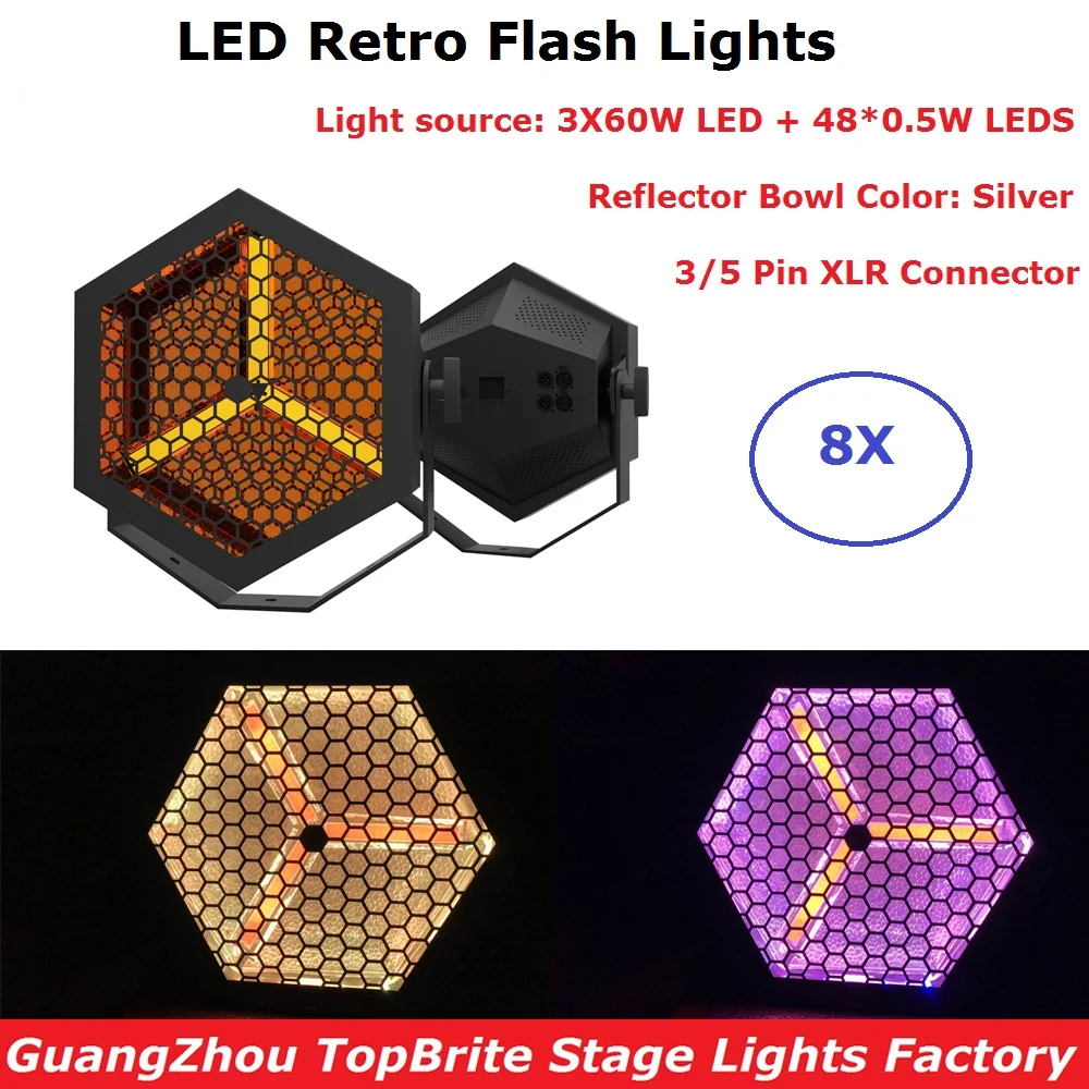 8 единиц 3X60 W светодиодный Ретро фонариков с 48X0,5 W RGB 3IN1 DMX сценический стробоскопический источник света огни Dj мыть эффект освещения для