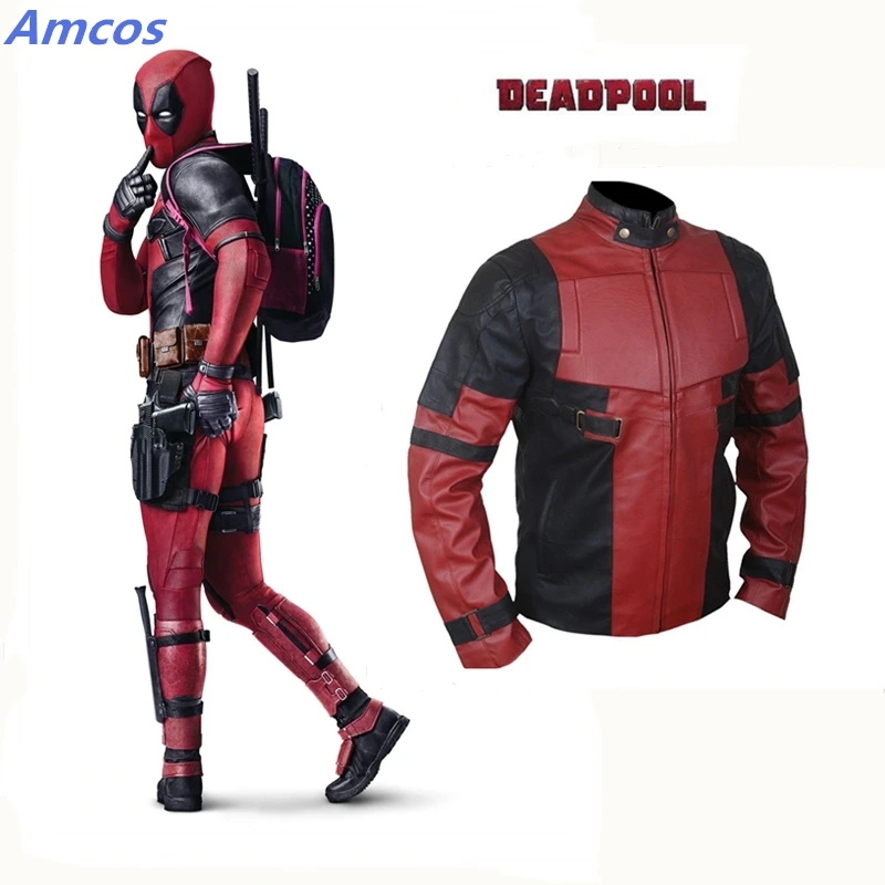 Image Deadpool Costume Wade Winston Wilson Marvel Superhero Series Superhero Costume Cool Faxu Leather Deadpool Jacket Zipper Outwear