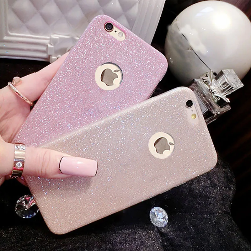 

Shining Powder Phone Case For iPhone X 8 7 Plus Soft TPU Silicon Glitter Back Cover Case For iPhone 6 6S Protect Cases Coque