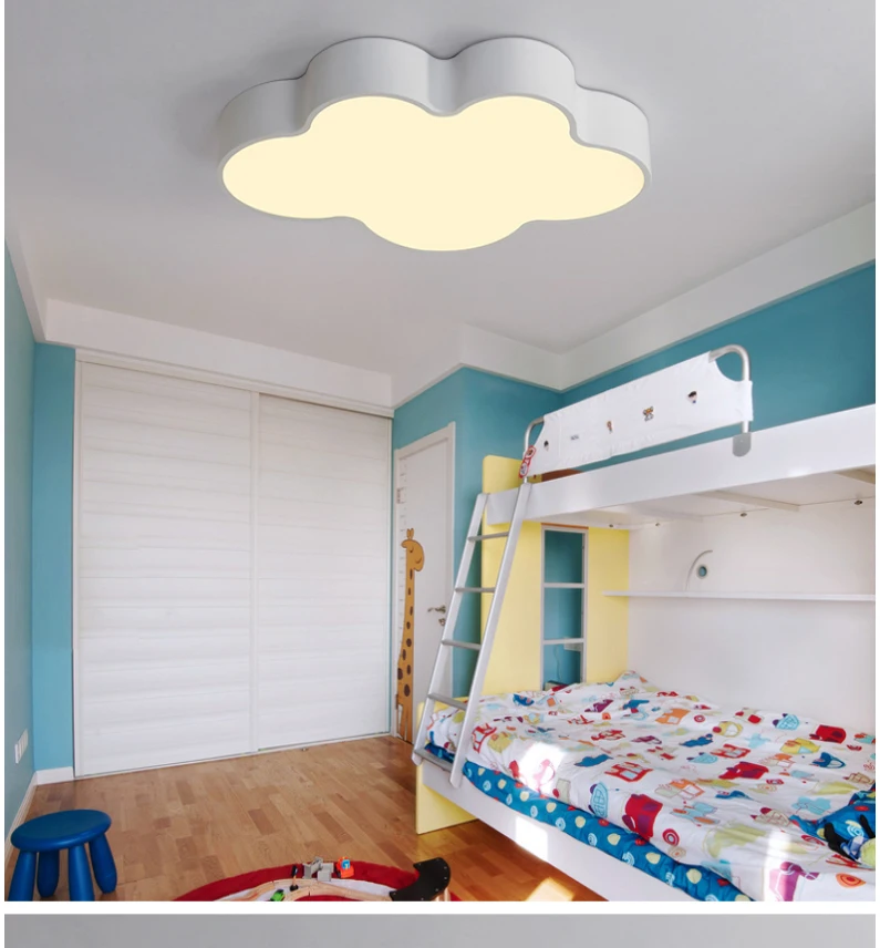 Современная короткая Детская Спальня украшение краска Голубое облако дизайн железный потолочный светильник акриловый абажур светодиодный светильник