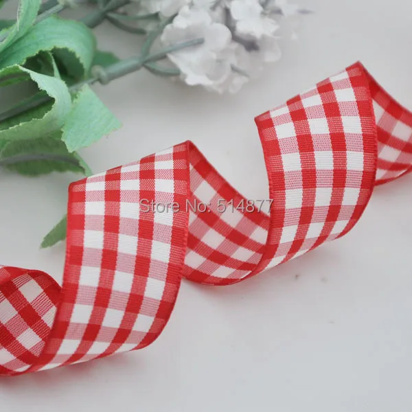 1 25mm Red Color font b Tartan b font Plaid Ribbon Bows Appliques Sewing Crafts 10Y