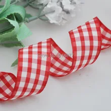 1″ 25mm Red Color Tartan Plaid Ribbon Bows Appliques Sewing Crafts 10Y