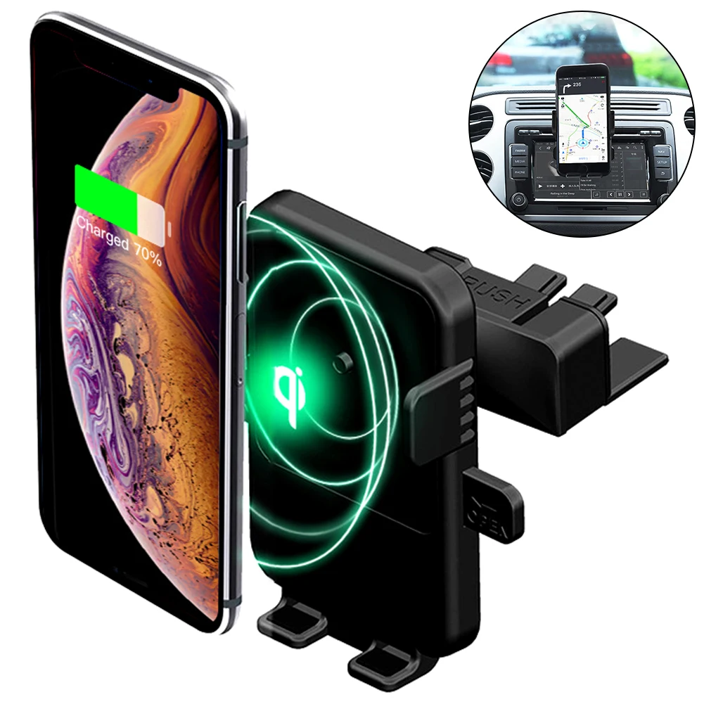 

Car CD Slot Wireless Charger Phone Holder for Samsung S10 Plus S10e Huawei P30 CD Mount Universal Fast Charging for iPhone X XS