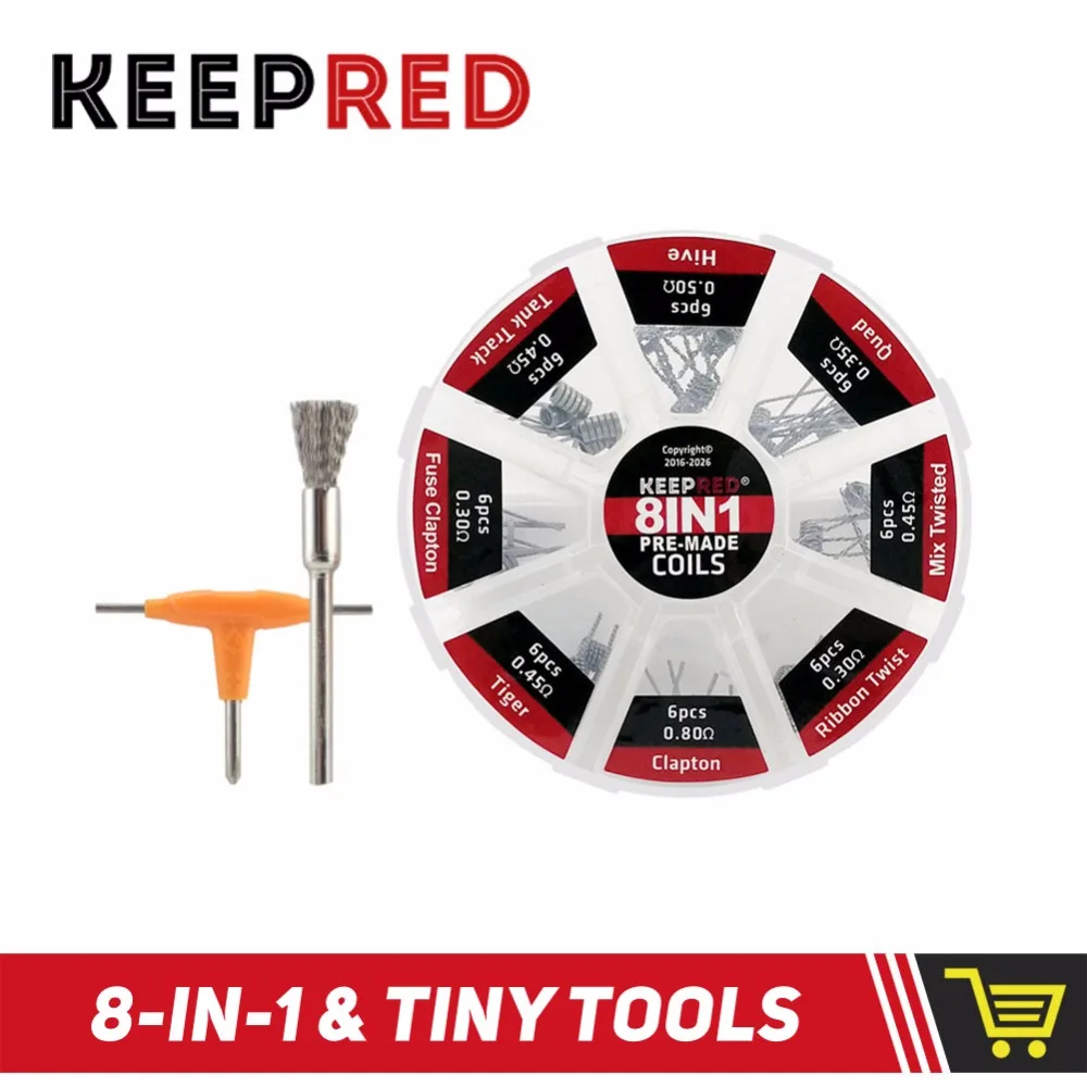 

KEEPRED Prebuilt Coil 8 in 1 Heating Wire Clapton Quad Tiger Hive Alien Fused Clapton Mix Twisted Coil VS DEMON KILLER 8 IN 1