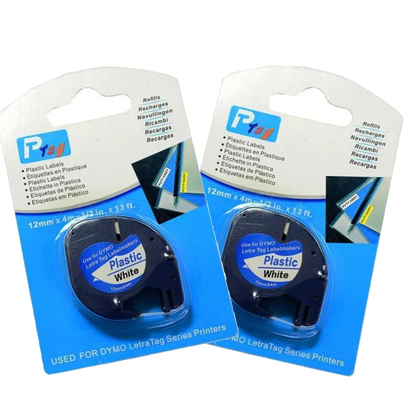 

Factory supply 10PK Dymo 91201 plastic LT label tape DYMO LetraTag Label Tape DYMO label printer 12mm*4m black on white