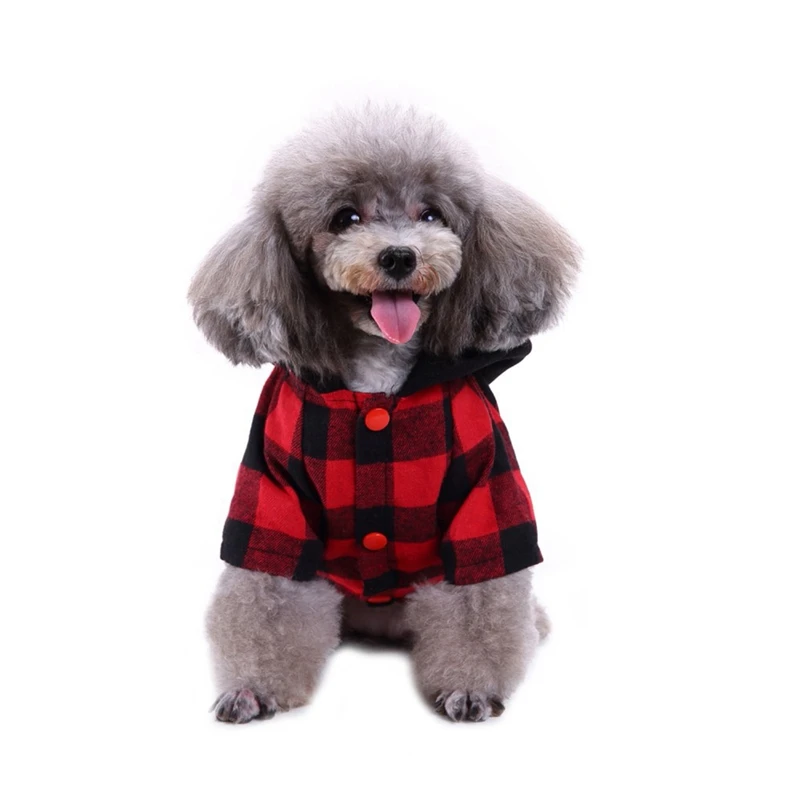 

Winter Pet Dogs Warm Clothes Fashion Casual Red and Black Plaids Design Polyester Clothes For Small And Medium Dogs S-XL