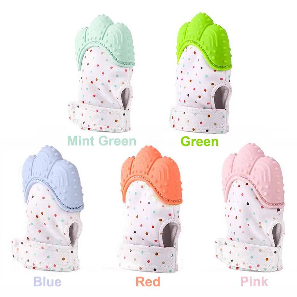 

1pcs Silicone Teether Baby Pacifier Glove Teething Chewable Newborn Nursing Teether Beads Infant BPA Free Pastel Mittens Y0091