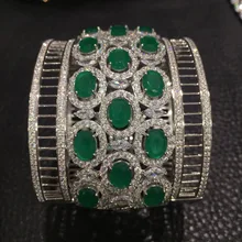 Вечерние свадебные браслеты зеленого цвета из стерлингового серебра 925 пробы, Винтажные Ювелирные украшения для женщин