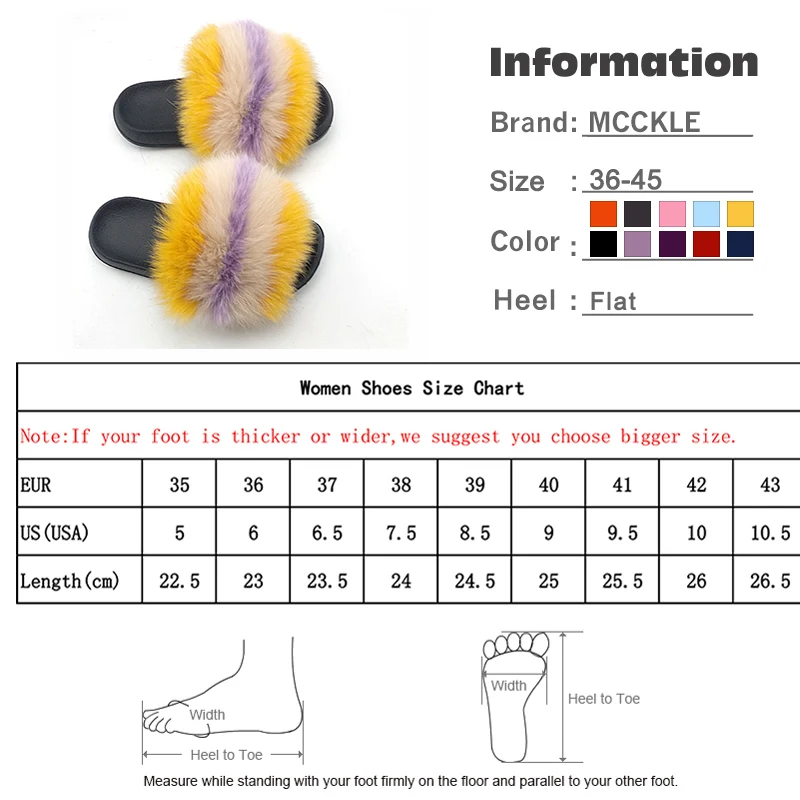 MCCKLE/меховая обувь из натурального меха; женские тапочки на плоской подошве; пушистые милые женские шлепанцы; Плюшевые Вьетнамки; цветные женские шлепанцы размера плюс 36-45