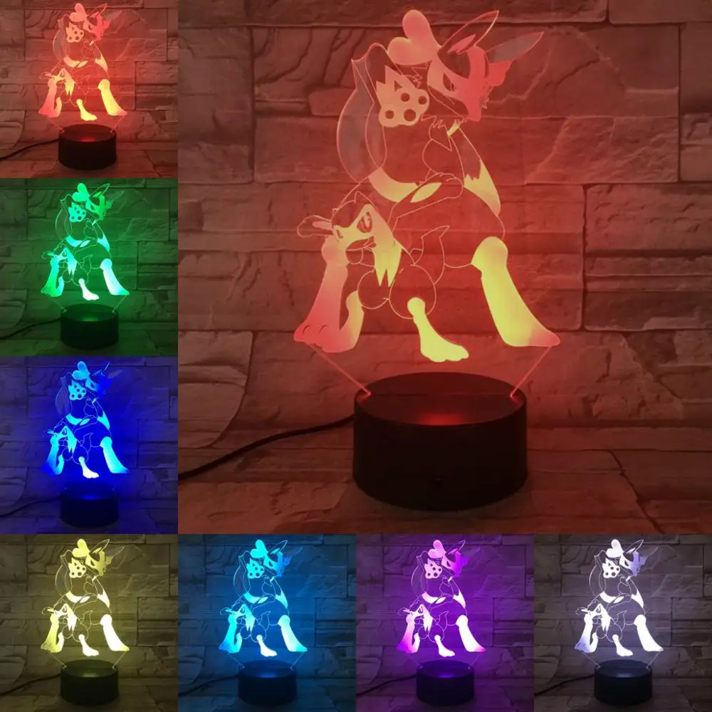 

Cartoon 3D Lamp Pokemon X Game Figures Mega Lucario Night Light LED Bulb Multicolor Children's Gift Kid Toy Desk Table Gadgets