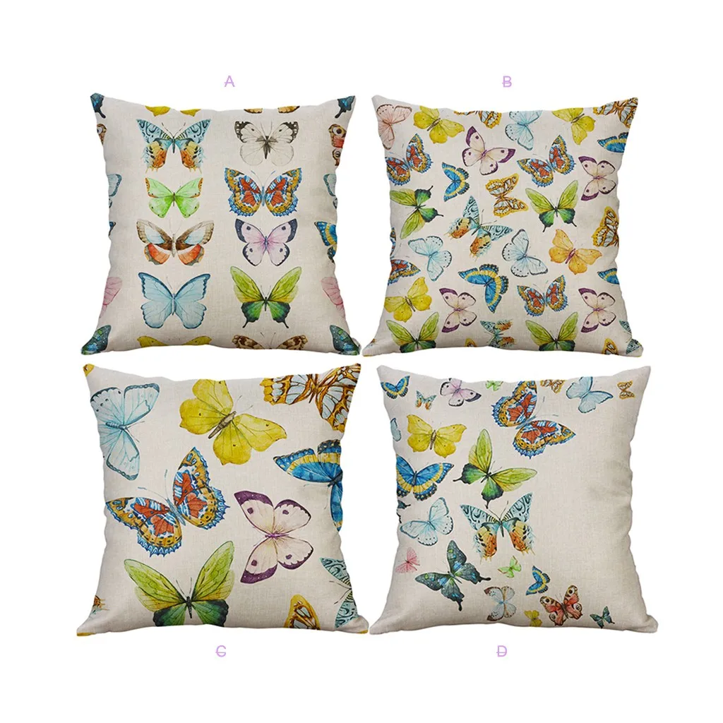 

2019 New Linen Series Butterfly Pillowcase Cushion Cover Pillow Cover 40x40cm #NN516