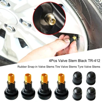 

4PCs/set Black universal Valve Stems With Dust Caps with Caps Tyre Rubber Valves Car Chrome Tubeless Car Wheel Snap-in Tire