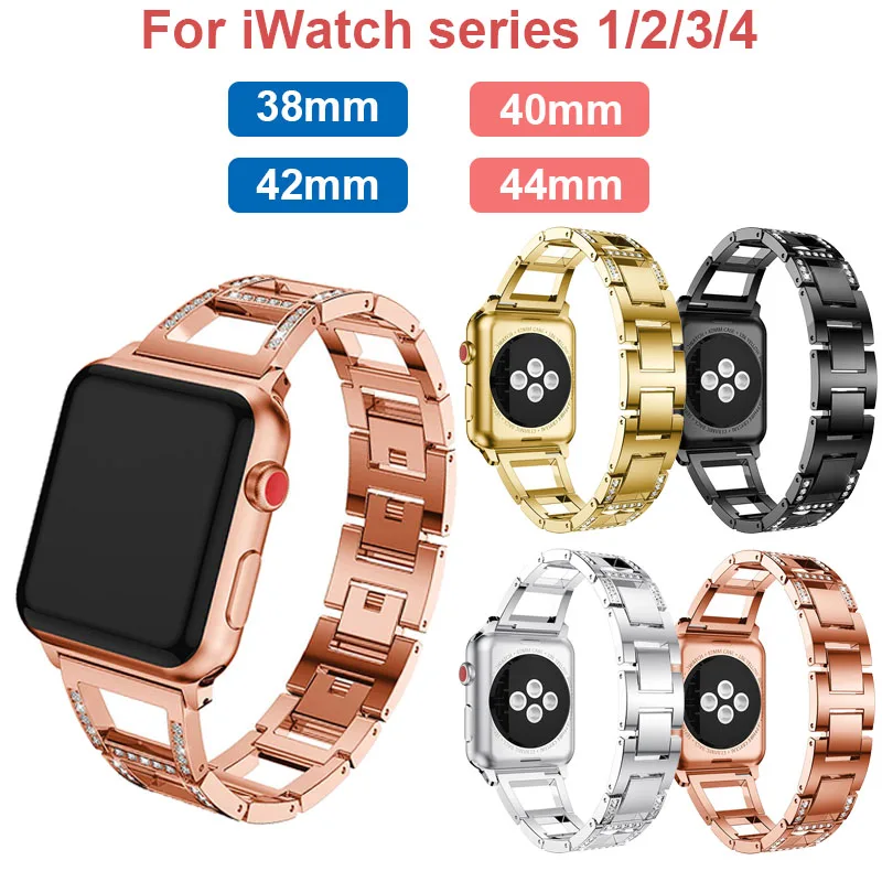 Модный ремешок для часов подходит для Apple Watch Band 3 2 1 38 мм 42 мм для iWatch серии 4 44 мм 40 мм страз металлический браслет ремни