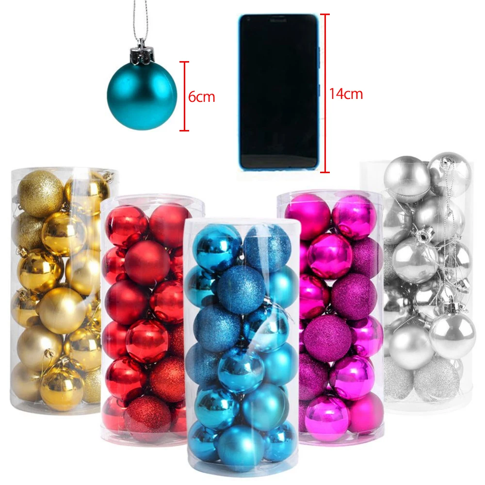 6CM 24pcs/Lot 9 Colors NEW XMAS Tree Ornament Baubles Christmas