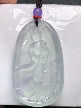 

Only One ! Natural Ice Chalcedony Guanyin Bodhisattva Pendant Necklace Sweater Chain Jewelry Gift Wholesale