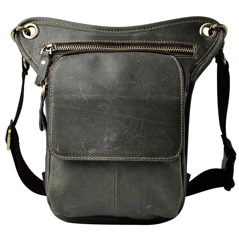 Мужская Дизайнерская Повседневная сумка-мессенджер из натуральной кожи, сумка-слинг через плечо, многофункциональная модная поясная сумка с ремнем для ног, сумка-мешок 211-1 - Цвет: grey 2