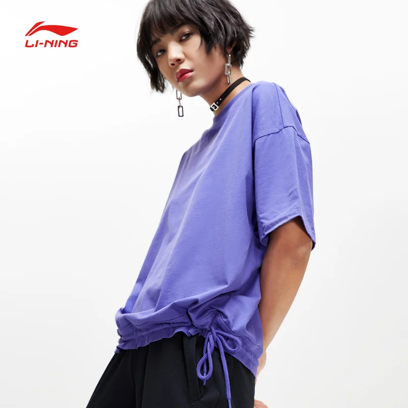 Женская свободная футболка Li Ning баскетбольная дышащая из 100% хлопка с подкладкой