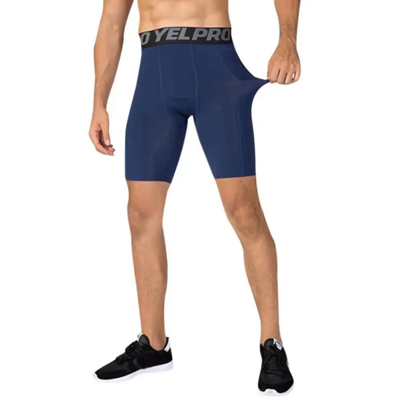 Мужские профессиональные шорты для тренажерного зала и фитнеса с карманами, спортивные быстросохнущие Эластичные Обтягивающие шорты для бега и тренировок