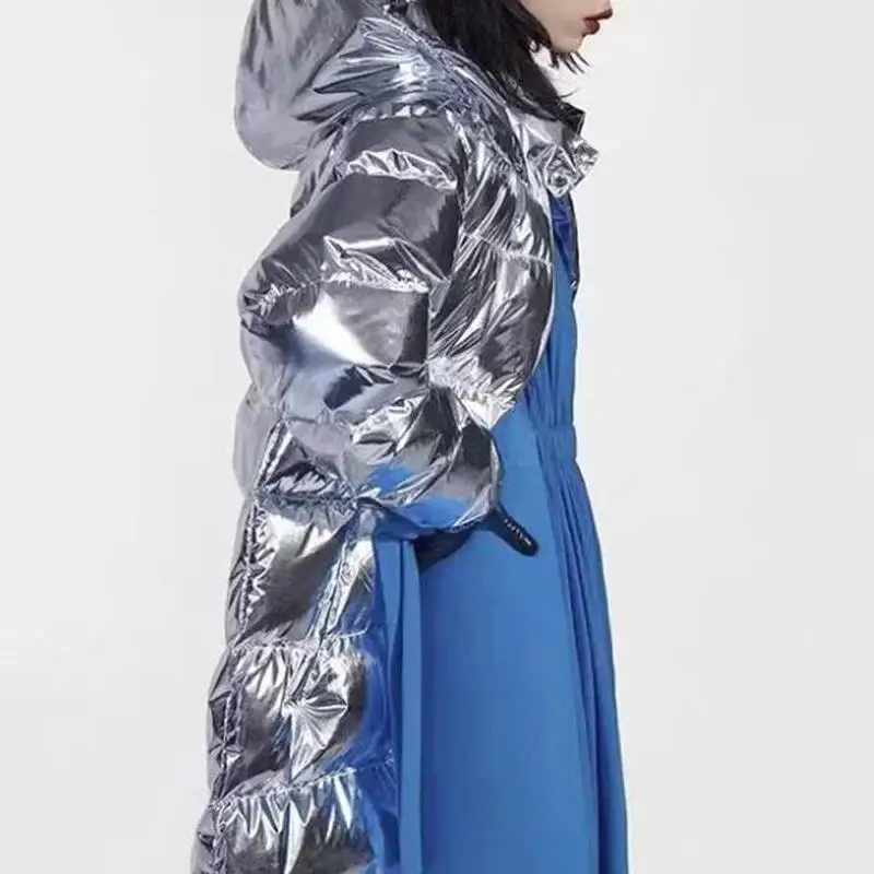 Winter coat women long silver down puffer jacket parka women manteau femme hiver 2018 korean clothes oversize outwears