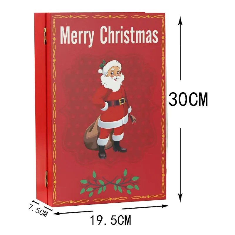 19.5*30cm Christmas Advent Calendar Lovely Creative Book Shape DIY Desktop Decoration Present 24 Small Pendant Free