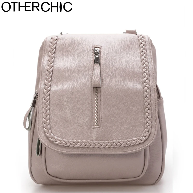 OTHERCHIC Fashion Women Backpack Youth Leather Vintage Backpacks For Teenage Girls School Bag Shoulder Bagpack L