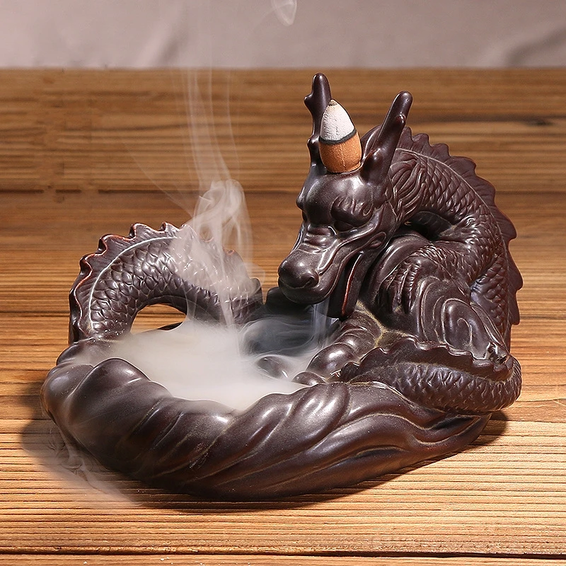 Backflow Incense Burner Ceramic Dragon Stick Incense Holder Censer
