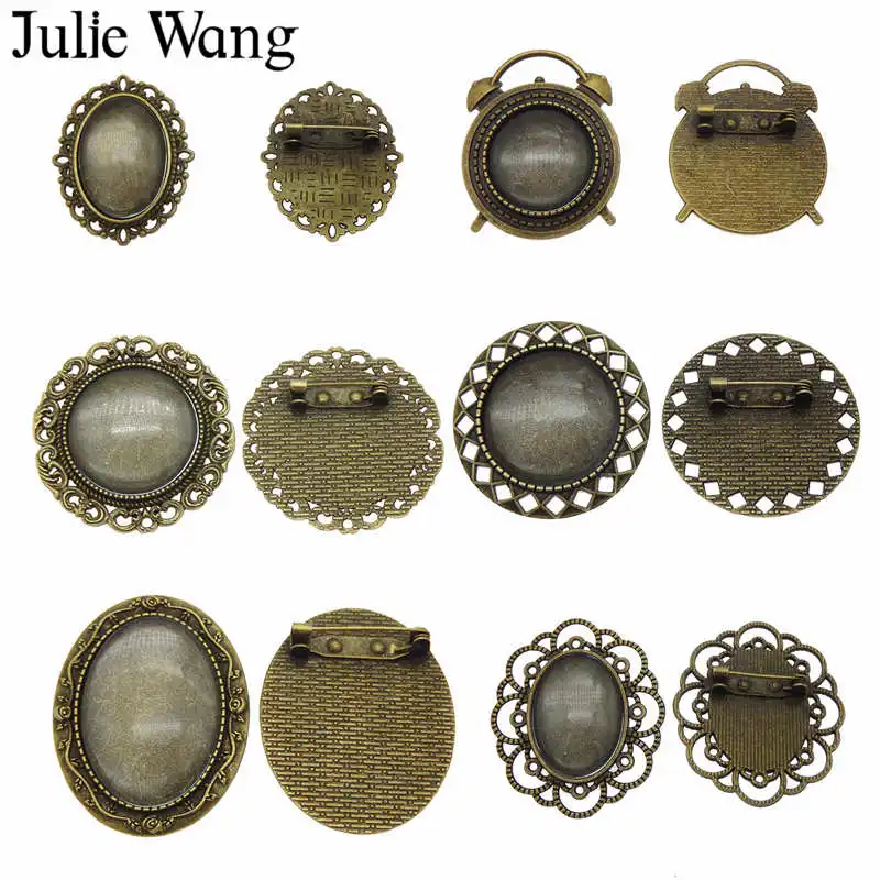 Julie Wang Retro Metal Brooch Pins Alloy Antique Bronze Brooch Blank
