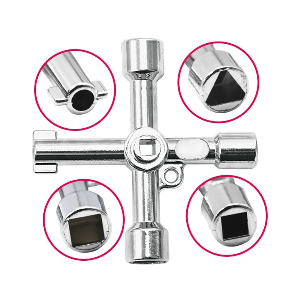 Multifunction 4 Ways Universal Triangle Wrench Key Plumber Keys