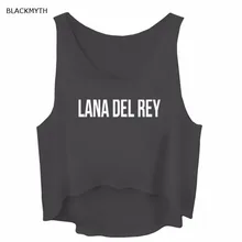 BLACKMYTH летняя рубашка без рукавов серая одежда кроп Топы женские LANA DEL REY с буквенным принтом свободные белые повседневные майки черный