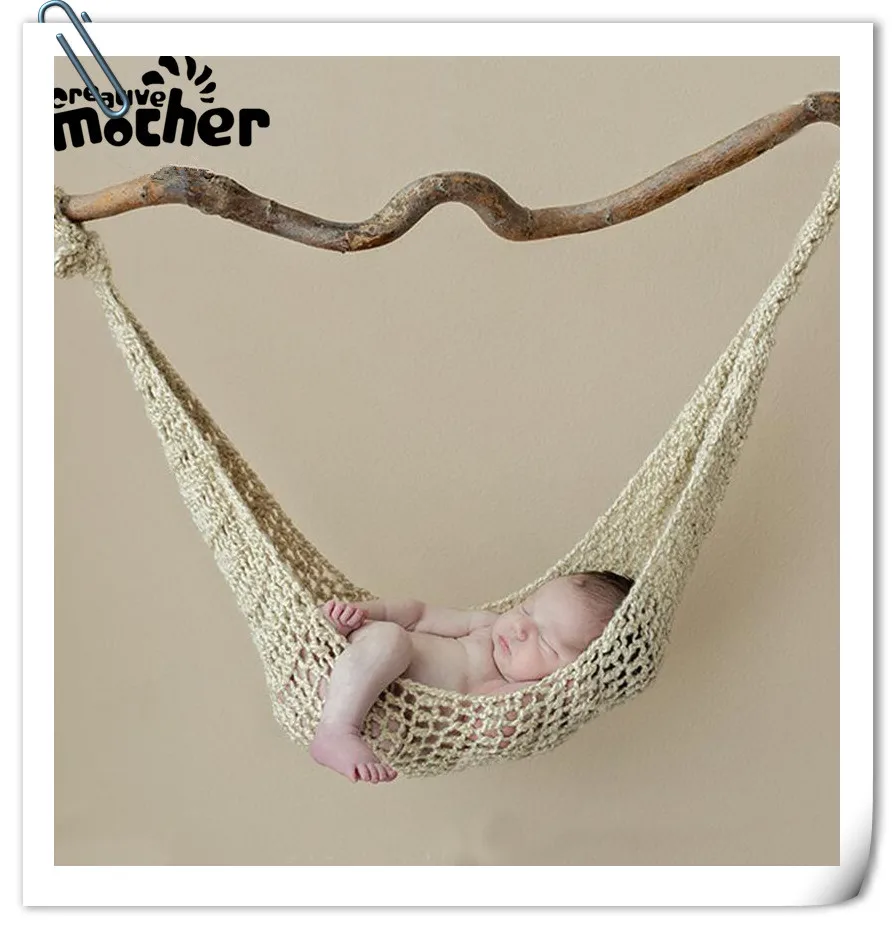 

Creative Newborn Photo Props Hammock Wool Handmade Knit Hook String Bag Baby Photography Props Studio Fotografia Accessories