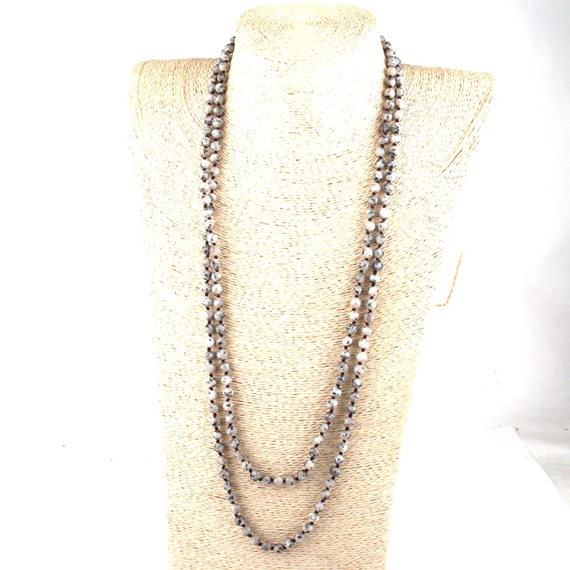 Модные богемные ювелирные изделия 150 см 6 мм полудрагоценные камни Бусы Длинные завязанные ожерелья
