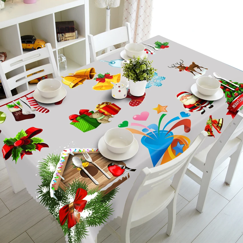 New Year Christmas Tablecloth Kitchen Dining Table Decorations Home Rectangular Party Table Covers Christmas Ornaments Home - Цвет: I