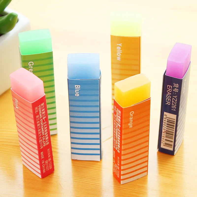 

1PC Novelty Lovely New Colored Long Strip Rubber Eraser Creative Jelly Eraser For Kids Gift Student Prize Korean Stationery