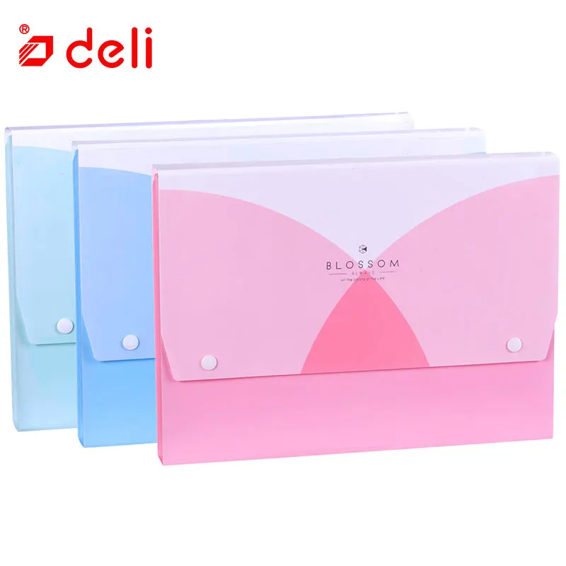 

Deli Expanding Wallet For Business Waterproof Portable Statioenry School Supplies Document PP Bag Folder Candy Color Storage Bag
