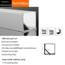 Tinyorda 1000 шт.(длина 1 м) светодиодный профиль Alu светодиодный профиль канала для 10 мм Светодиодные полосы света 1 м светодиодный профиль Alu профильный кабельный канал