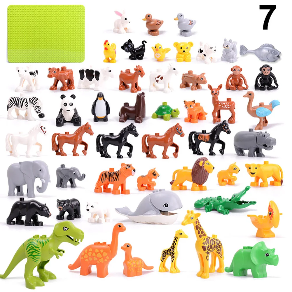 Детские модели животных, набор строительных блоков, совместимые игрушки-головоломки для раннего образования - Цвет: 7