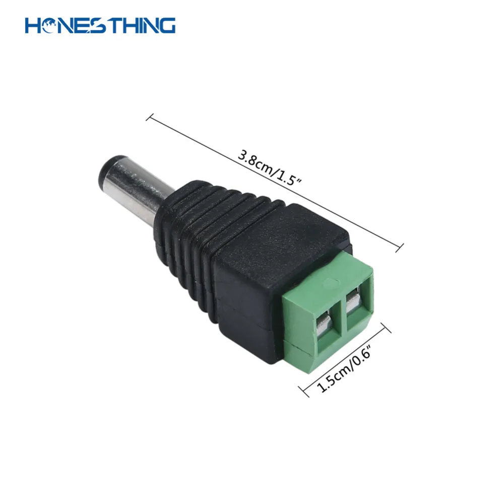 HonesThing 5.5mm x 2.1mm DC 12V Power Plug Adapter Male JACK Connector for CCTV Security Camera, LED Strip Light, DVR (100PCS) 4