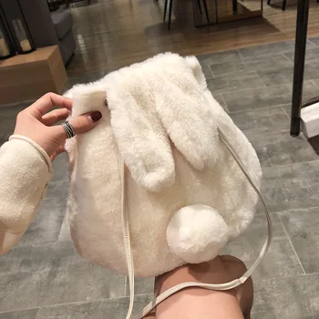 

Faux fur plush women's coin purse organizer wallet children cute rabbit money bag phone pouch carteira bolsa feminina for girls