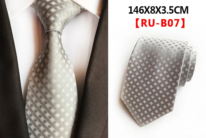 Шелковый жаккардовый 8 см Модный клетчатый галстук костюм деловой галстук - Цвет: RU-B07