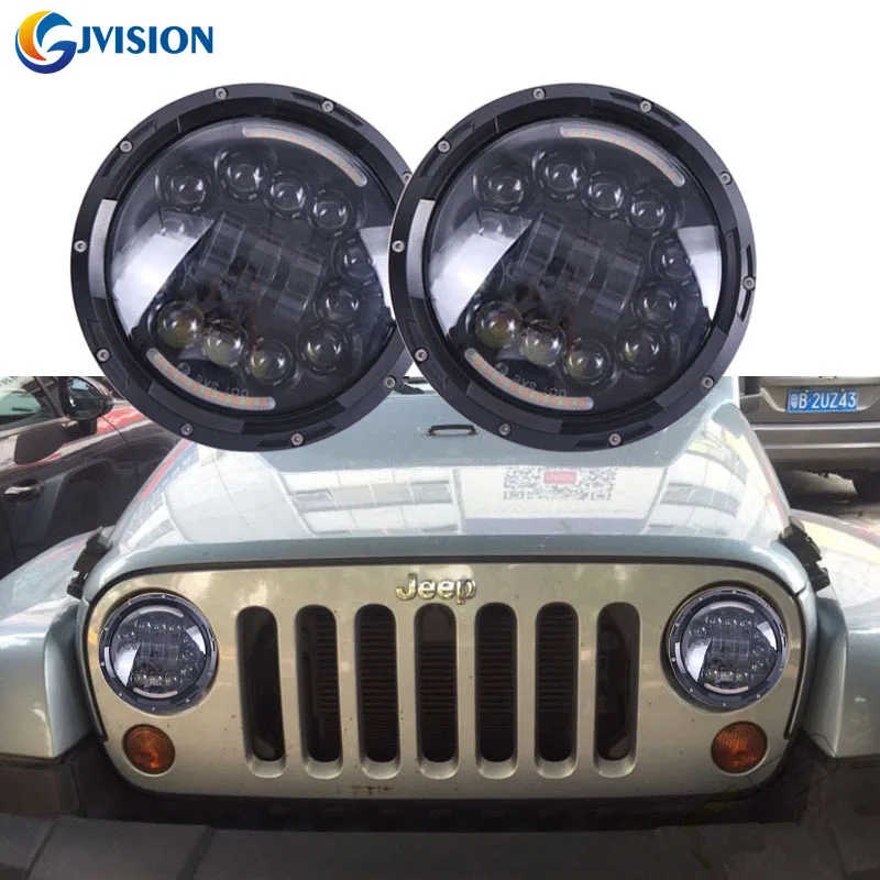 

Auto Parts 7'' Round headlight 90W LED Headlamp 7 inch Halo Ring Angel eyes for Jeep Wrangler Hummer Harley Davidson