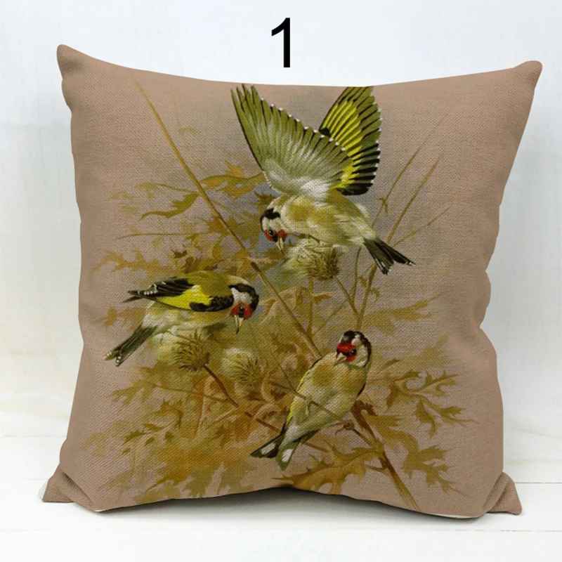 

Car-covers Store Invisible Zipper Linen Parrot Lovely Birds Sofa Decor Amusing Cushion Cover Sparrow Swallow Pillows Almofada
