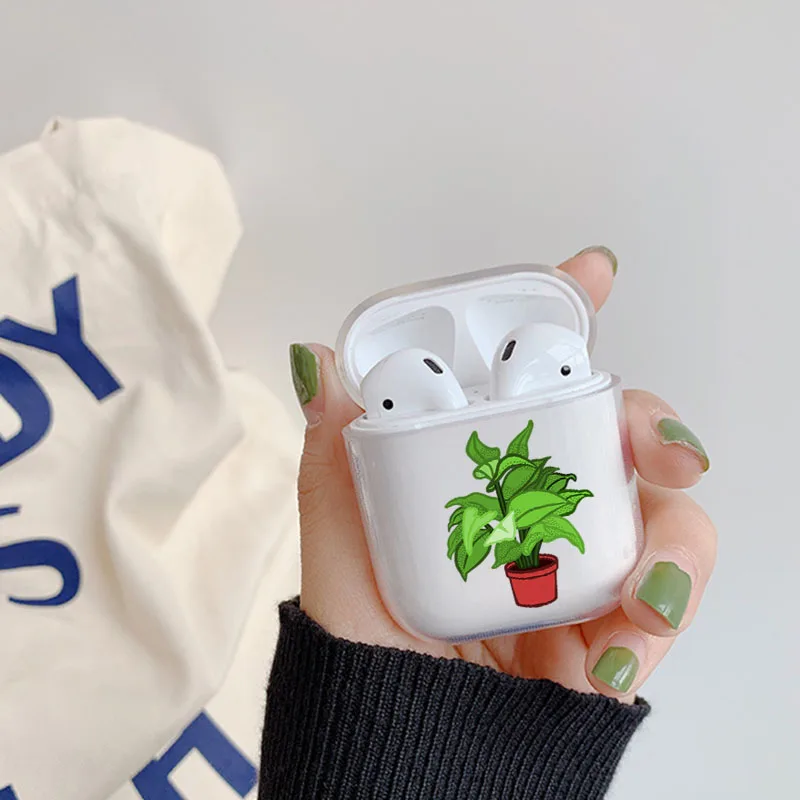 Прозрачный милый чехол для Apple airpods наушников с цветочным узором и листьями Bluetooth