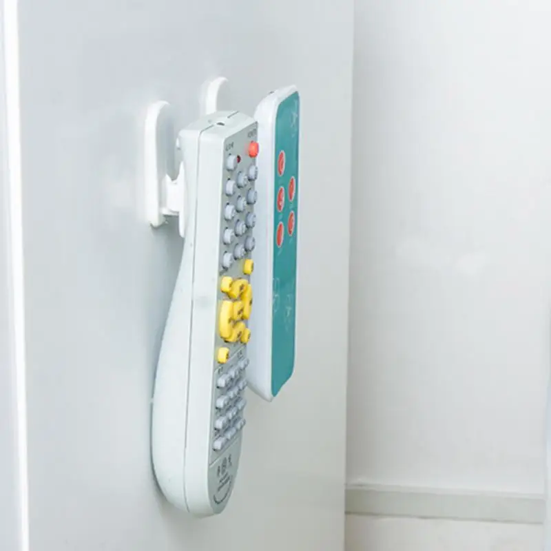 

2Set Self Adhesive Plastic Hooks Holder Remote Control Sticky Hook Hanger TV Air Conditioner Key Wall Storage