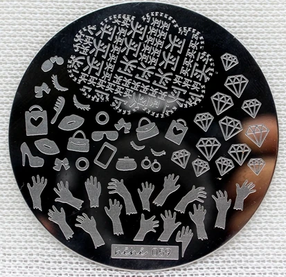 

Nail Art Stamp Stamping Plate Template Diamond Bag Hands Comb Bowknot Phone Pavilion Nail Art Stamp Template Image Plate hehe059