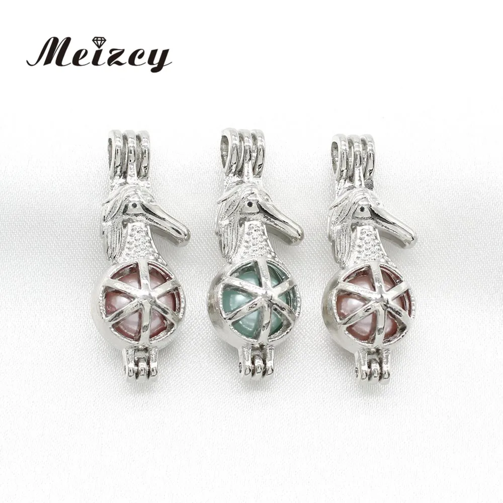 

10pcs Silver Animal Horse Head Pearl Cage Lockets Pendant for Perfume Essential Oil Diffuser Necklace Scented Jewelry Making