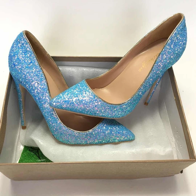 

2018 New Mixed color Shallow ladies high heels pumps fashion pointed toe women's shoes party shoes Bling slip-on women pumps