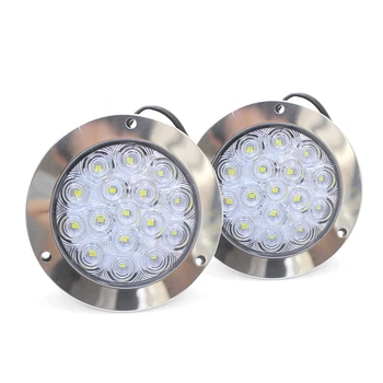 

2pcs 16-LED 12V/24V Round White Tail Lights Clear Lens Back-up Reverse Lamp For RV Cars Trucks Trailers Boats