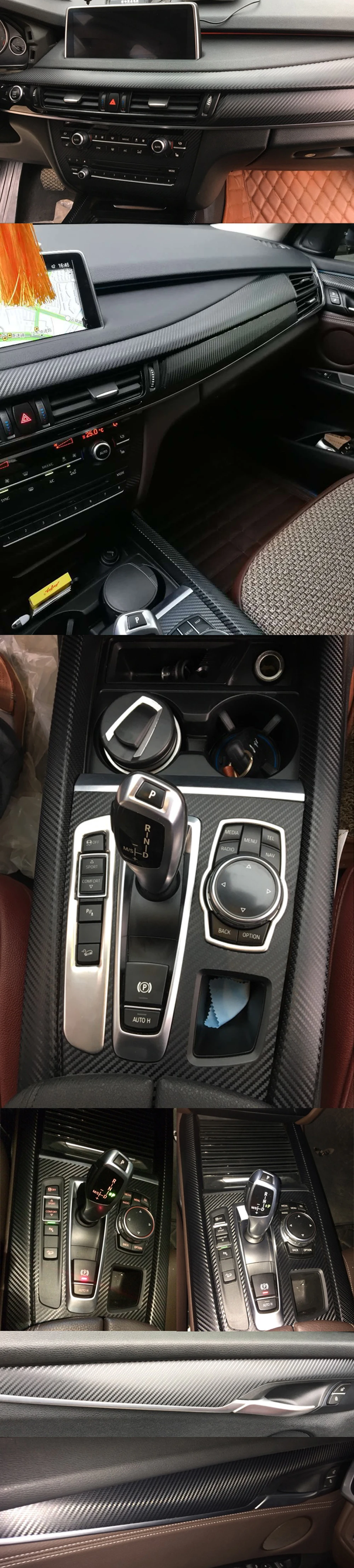 Для BMW X5 F15/X6 F16 внутренняя Центральная панель управления дверная ручка 3D/5D наклейки из углеродного волокна наклейки для стайлинга автомобилей аксессуары