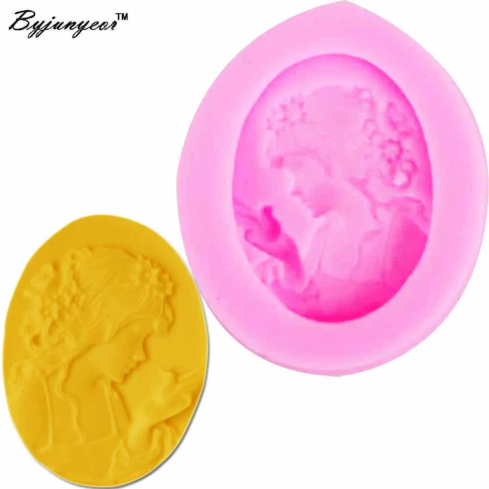 

Byjunyeor 3D Girl with Bird Silicone Mold Fondant Cake Decirating Tools Cupcake Chocolate Baking Moulds Kitchen Accessories M746