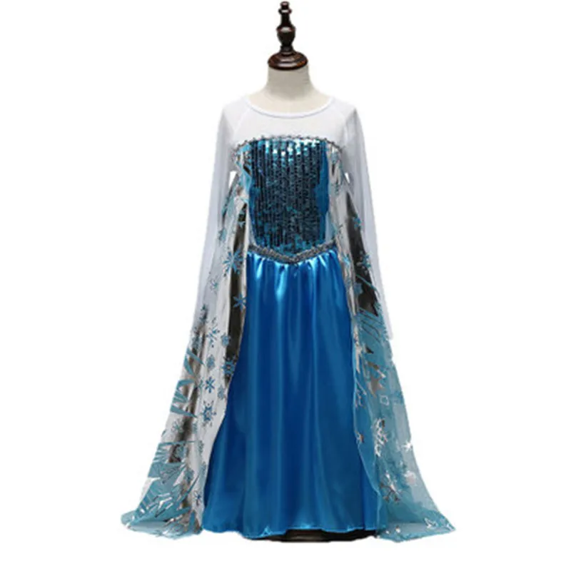 Платье Эльзы с длинными рукавами; костюм для девочек; платье Снежной Королевы для костюмированной вечеринки; платье принцессы Анны; Одежда для девочек; vestidos infantis disfraz - Цвет: elsa 3